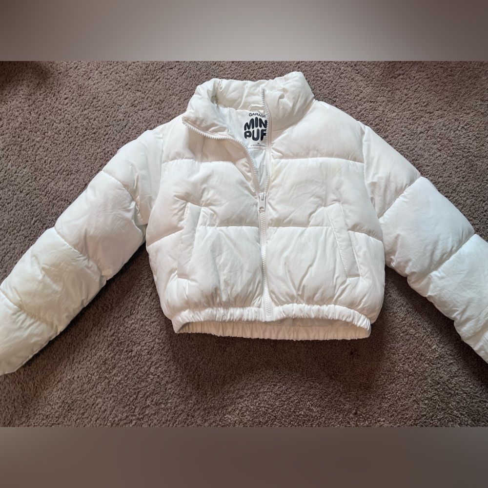 Girls White Puffer Jacket Sze M